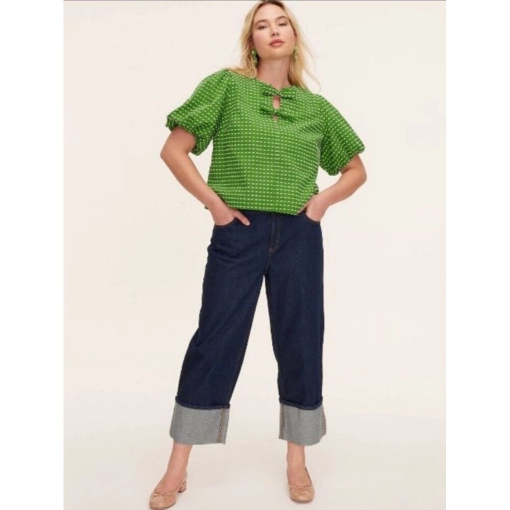 Kate Spade x Target Women's High Rise Straight Wide Leg Cuff Jeans  |  Size: 12